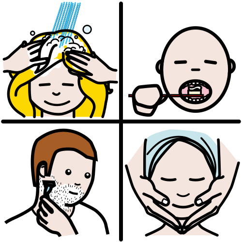 Pictograma que amosa hábitos saudables relacionados coa hixiente