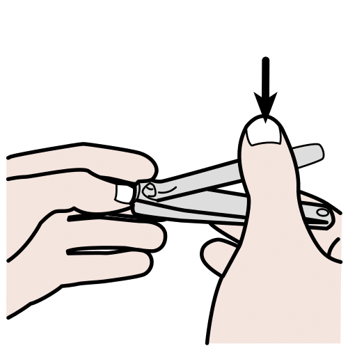 Pictograma de dúas mans cortando as uñas