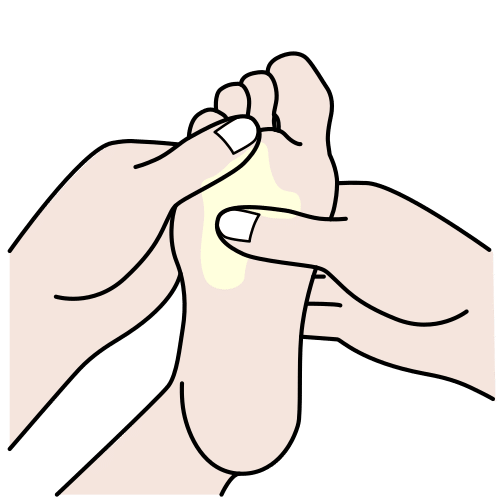 Pictograma que representa unha masaxe nos pés