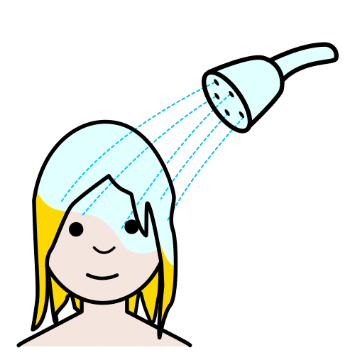 Pictograma dunha persoa duchándose