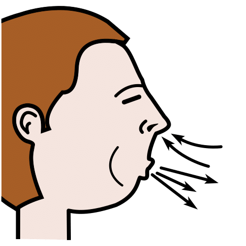 Pictograma dunha persoa respirando pola nariz e a boca