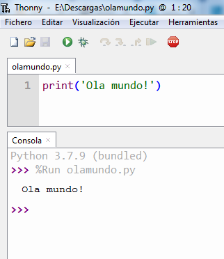 Ola mundo con Thonny