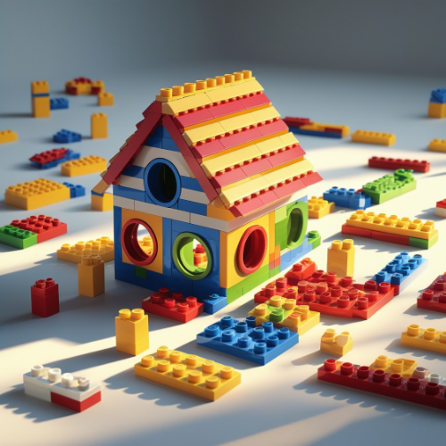Pezas lego formando partes dunha casa