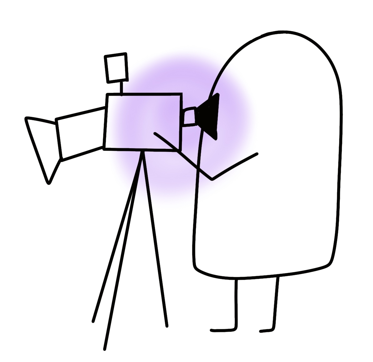 Imaxe dun boneco gravando O cine