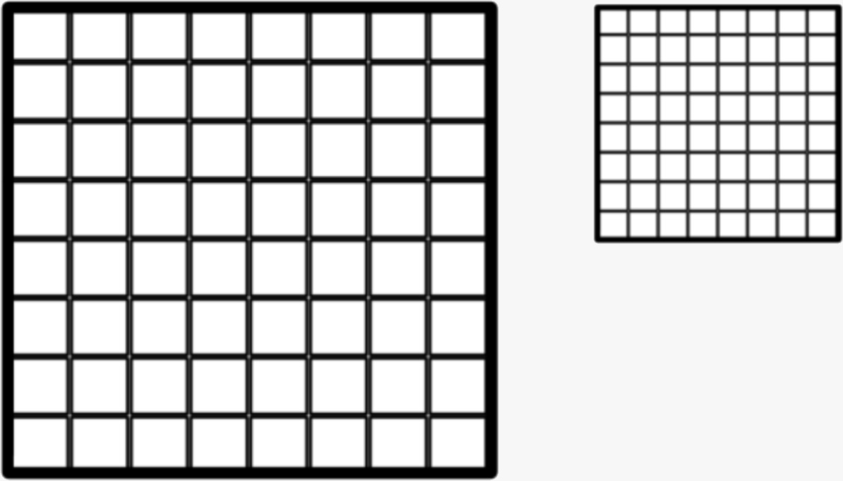 Imaxes de dous cadrados en escala.