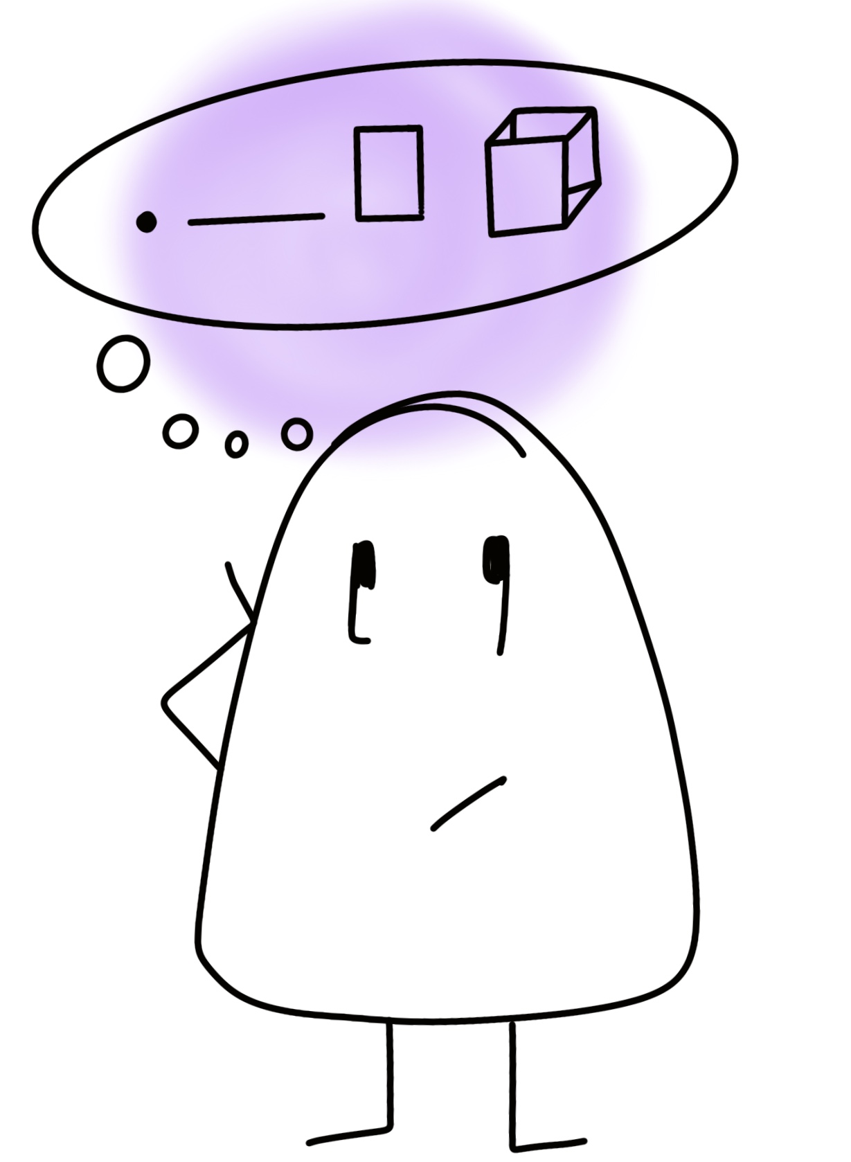 Monicaco pensando en punto,liña, plano e sólido