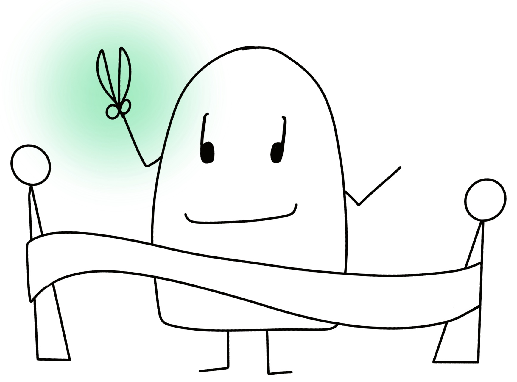 Monicaco inaugurando cun cinta diante e unha tesoiras na man