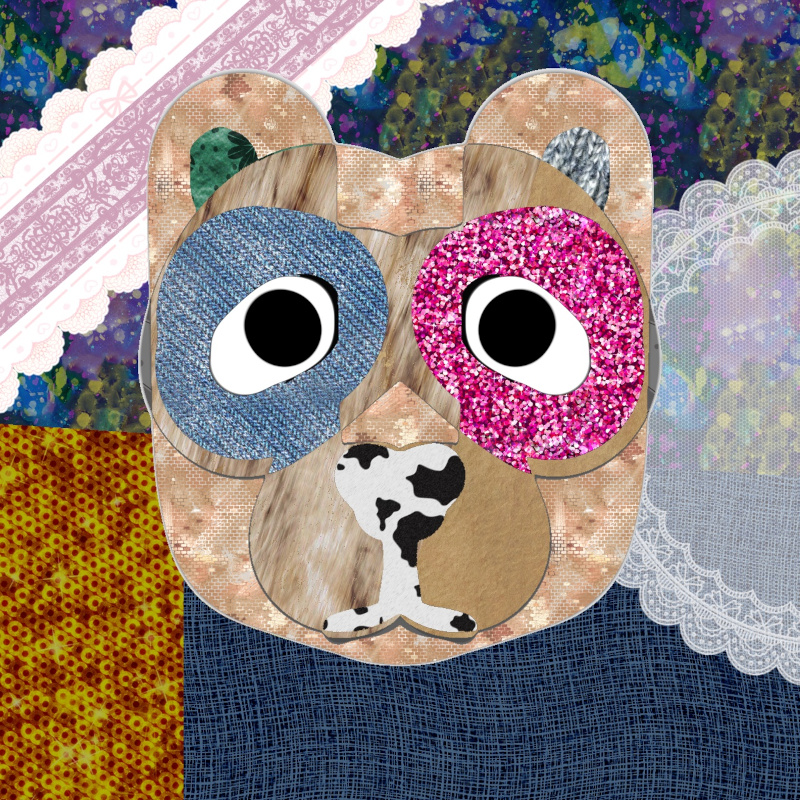 Exemplo dunha colaxe que amosa a cabeza dun can