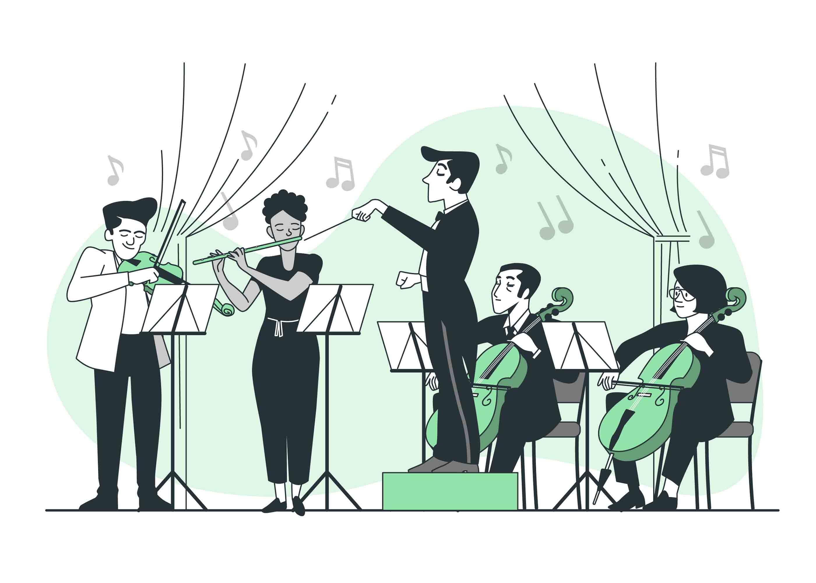 Ilustración del concepto de orquesta