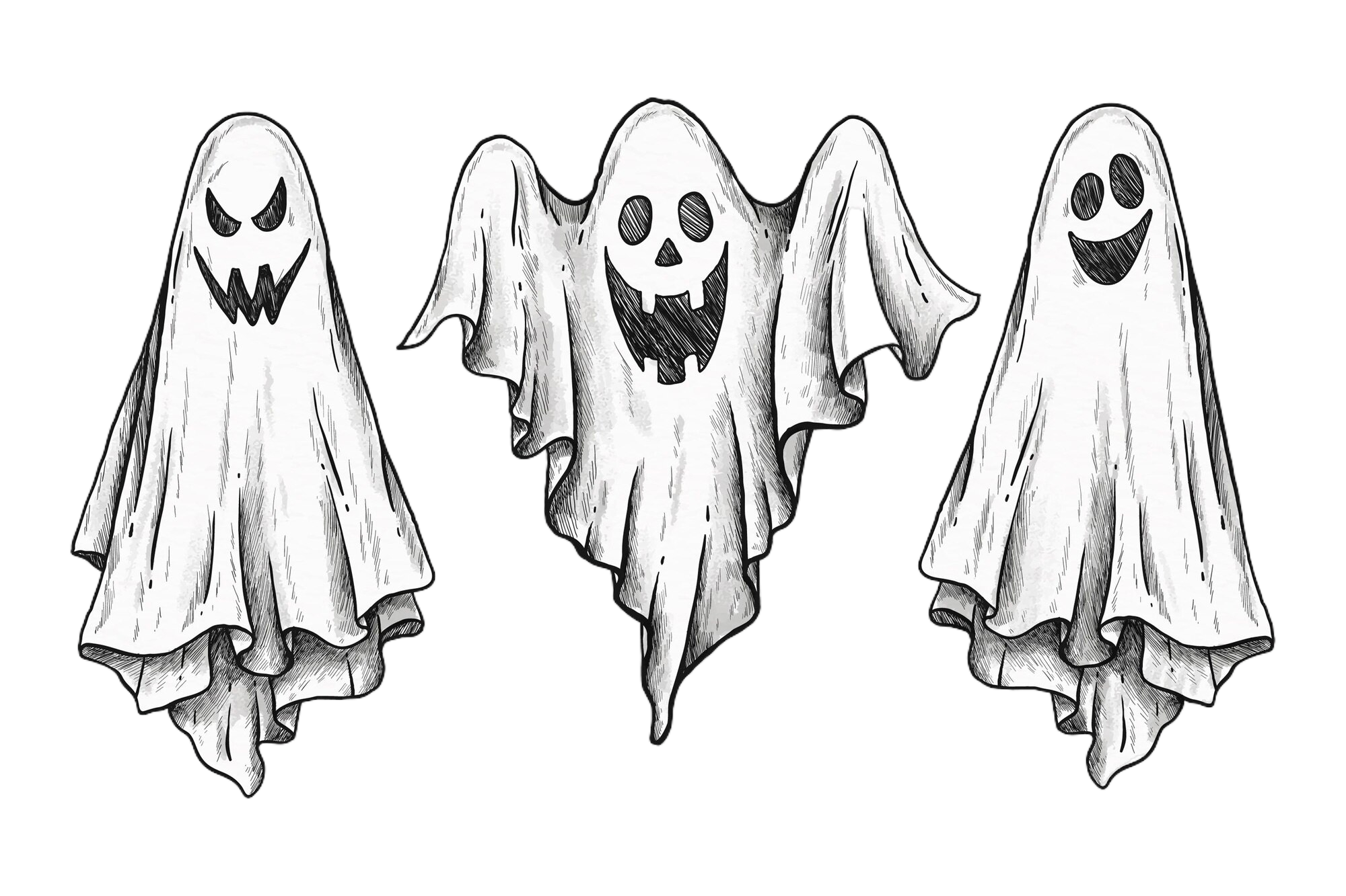 Colección de fantasmas de halloween dibujados a mano