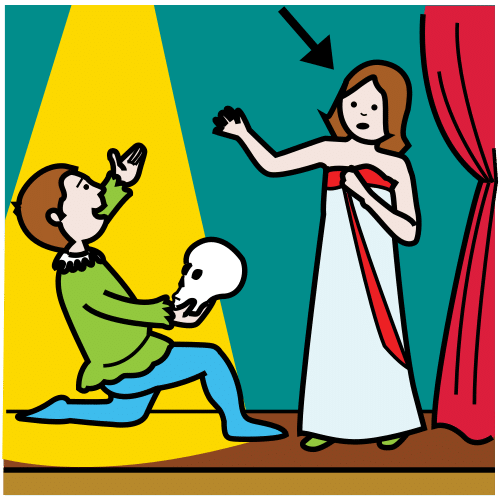 Un actor e unha actriz actuando nun escenario