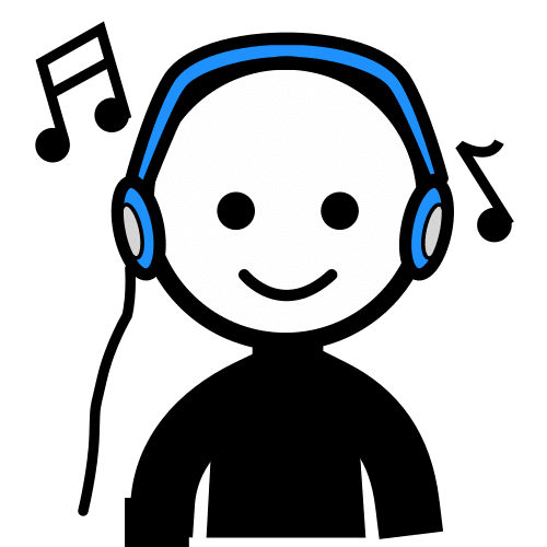 Escoitar música O debuxo dunha persoa escoitando música con cascos