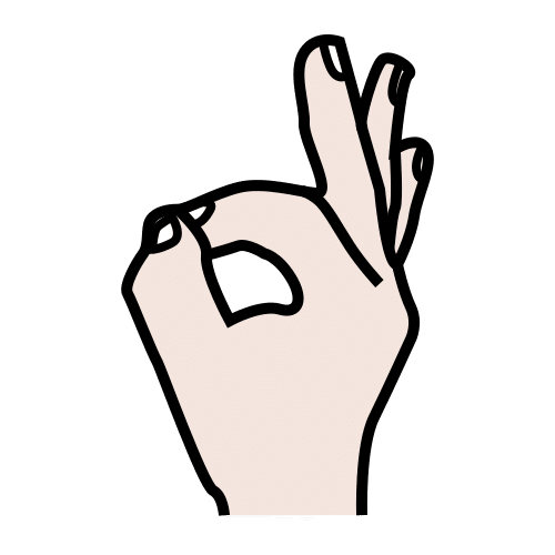 O debuxo dunha man facendo o símbolo de aprobación, de ok