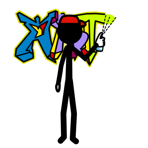 O debuxo dun mozo pintando un graffiti