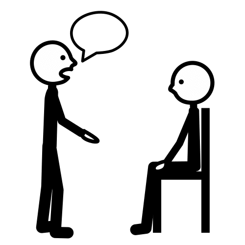 O debuxo de dúas persoas dialogando