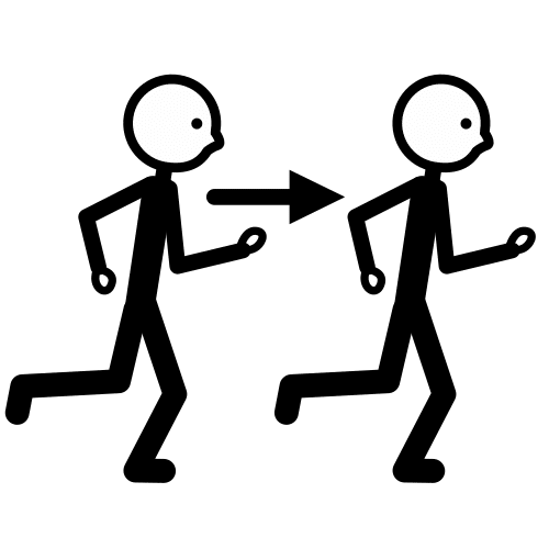 O debuxo dunha persoa que corre detrás doutra