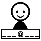 Correo electrónico Imaxe dun pictograma coa figura dunha persoa sorindo e debaixo o esquema de como se escribe un correo electrónico