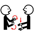 Linguaxe de xestos Imaxe de dúas persoas comunicándose por xestos