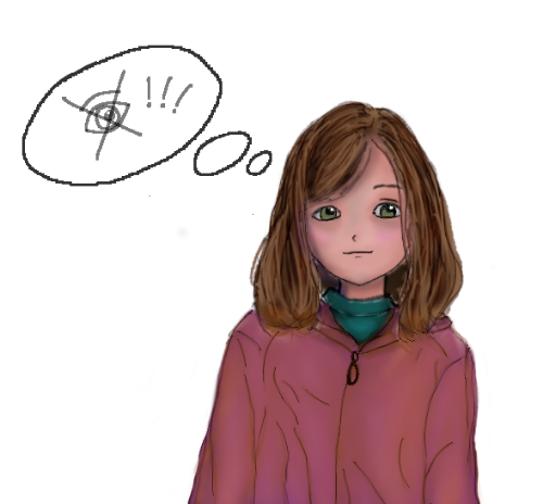 Uxía pensando na descrición