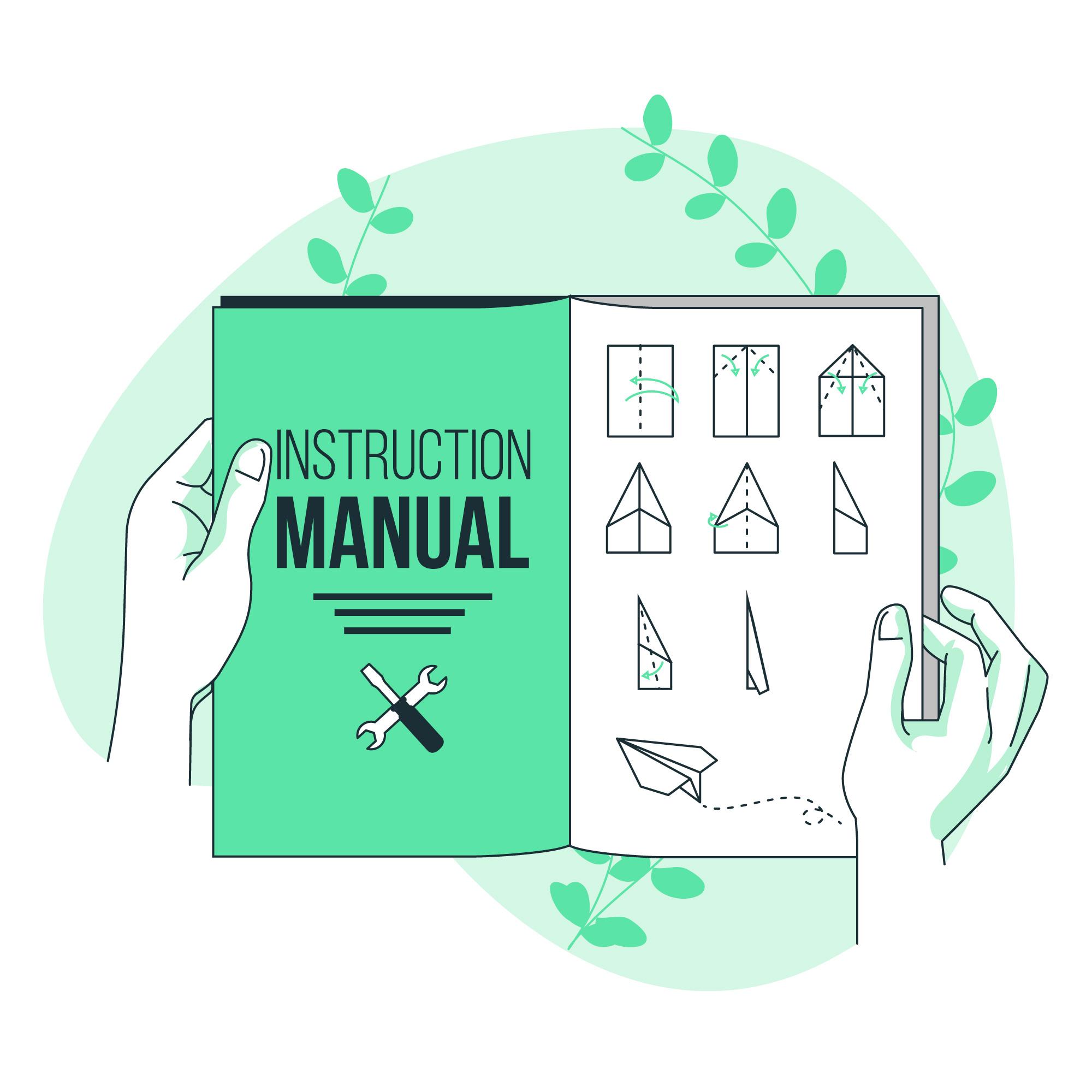 Ilustración del concepto de manual de instrucciones