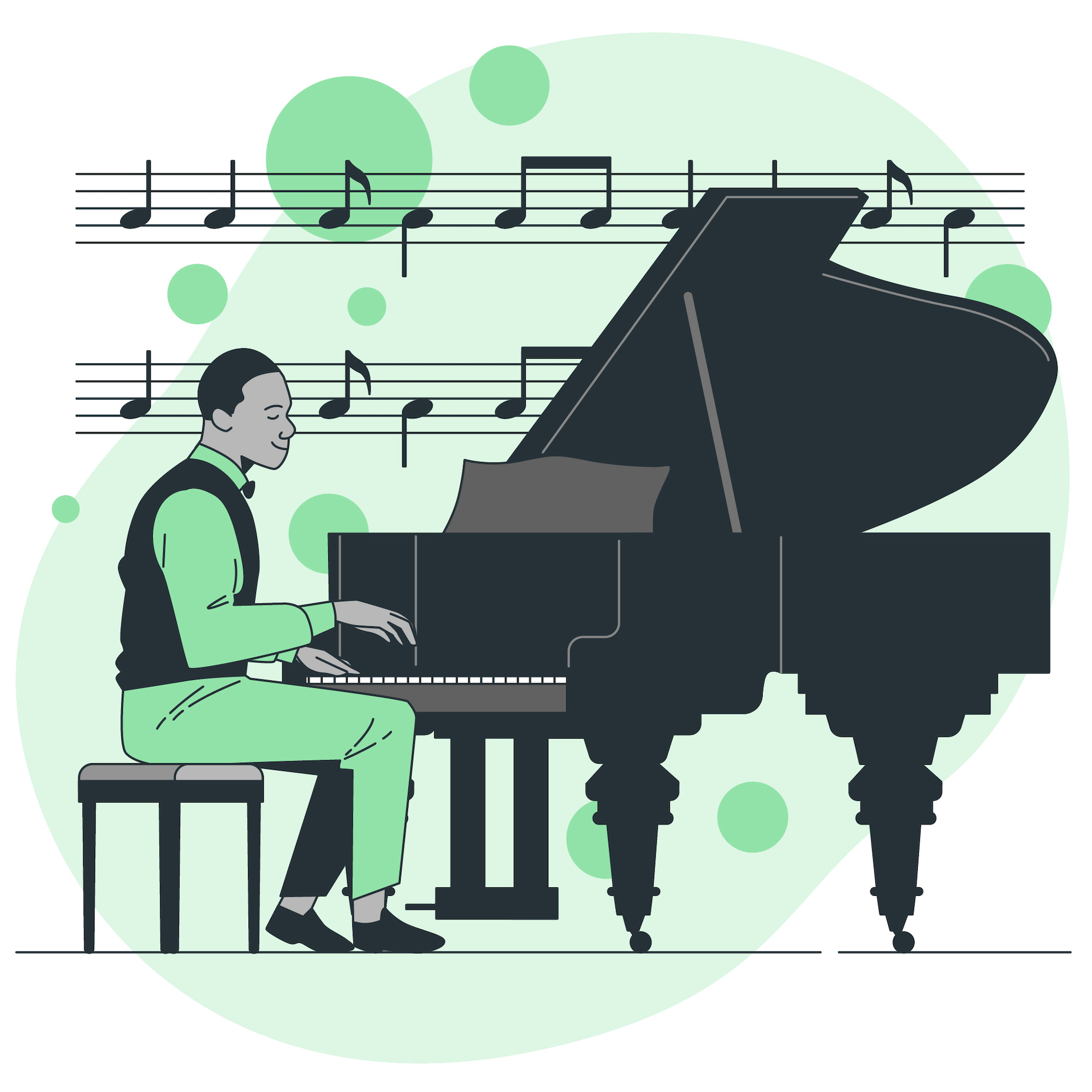 Ilustración del concepto de piano de jazz