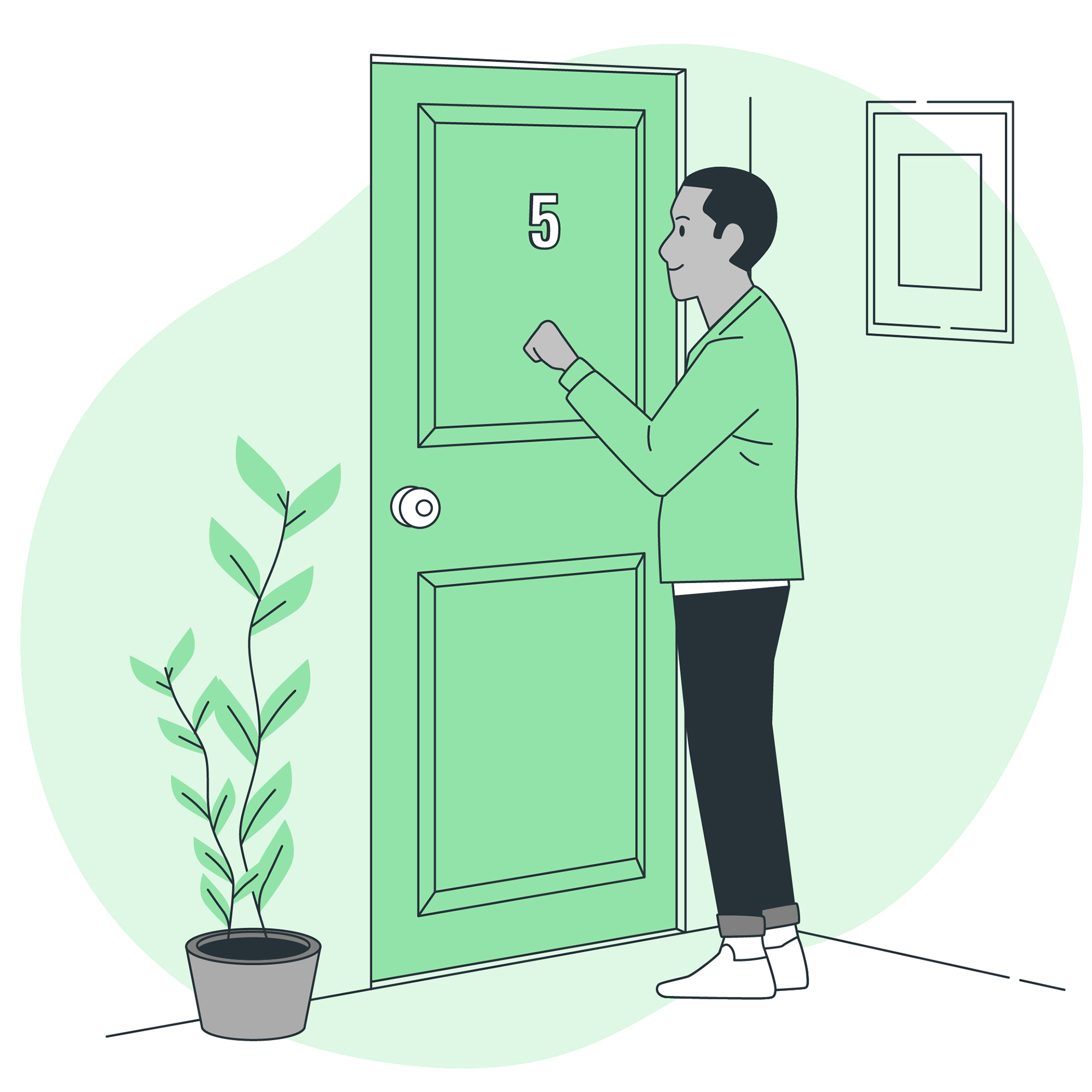 Ilustración del concepto de llamar a la puerta