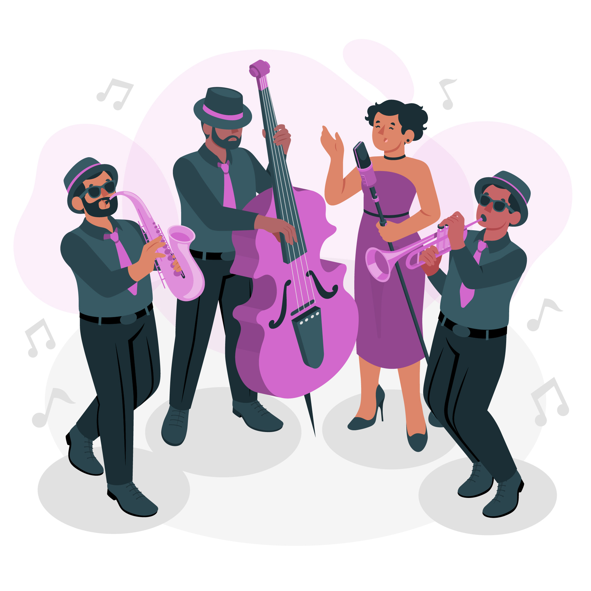 Ilustración del concepto de banda de jazz
