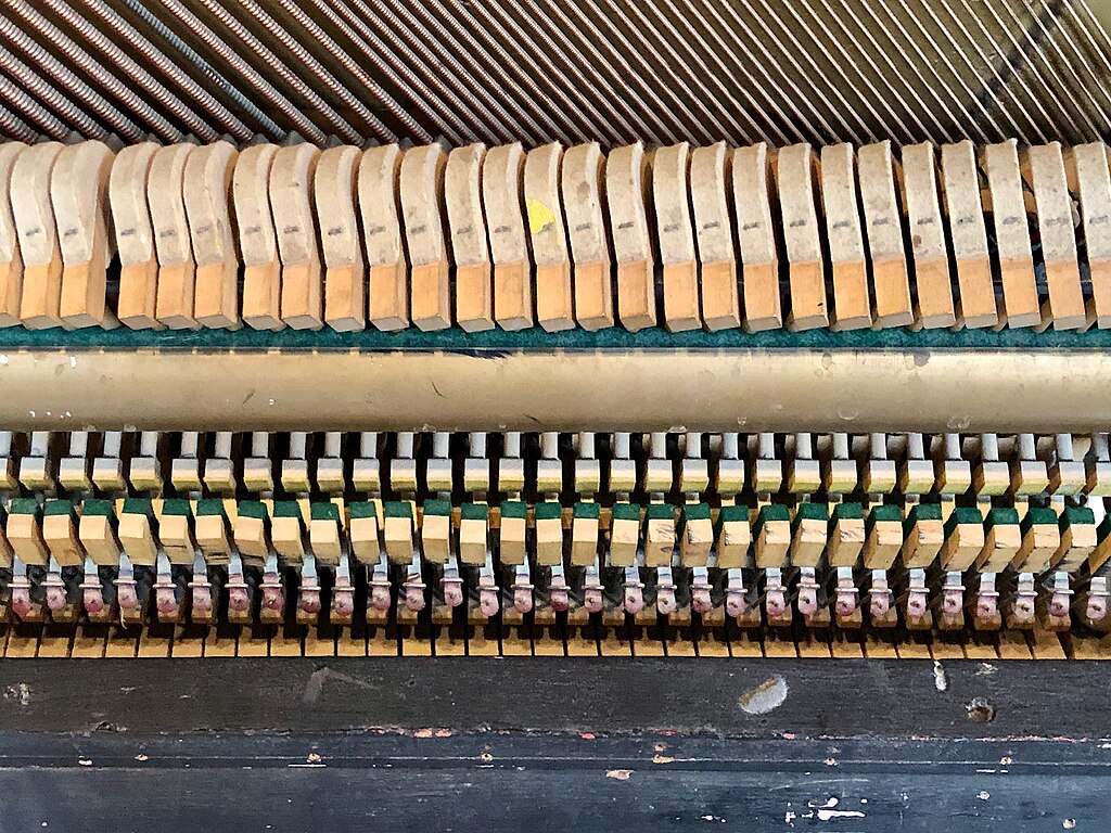 Internal mechanism of a piano