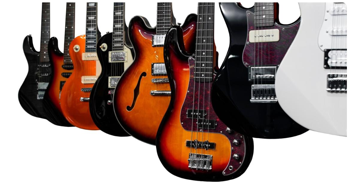 Un primer plano de la guitarra aislada