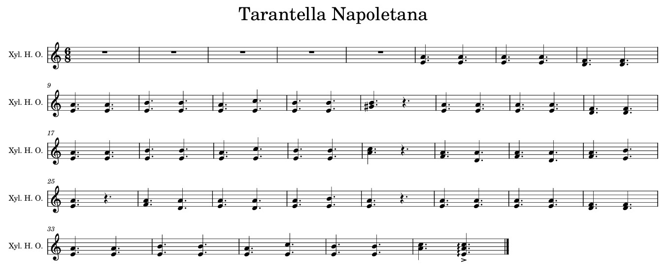 Tarantella glockenspiel score