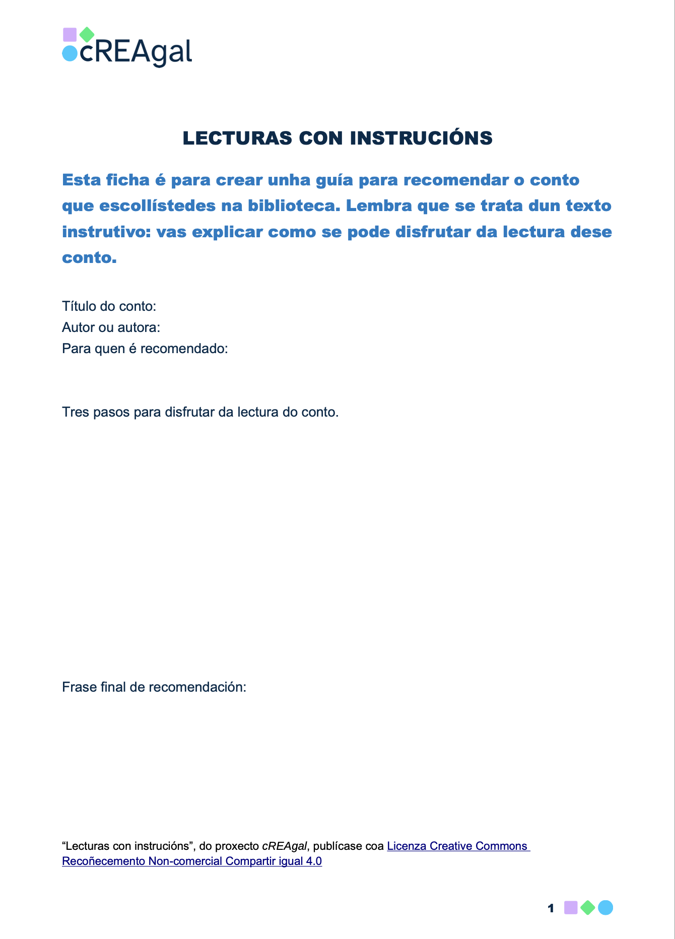 Captura de pantalla Lectura con instrucións