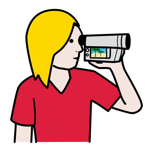 Pictograma dunha rapaza gravando un víideo