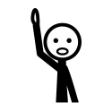 Pictograma que representa a unha persoa levantando a man