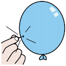 Pictograma que representa un globo a piques de explotar