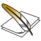 Pictograma que representa un papel e unha pluma