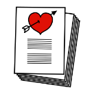 Pictograma que representa un texto cun corazón