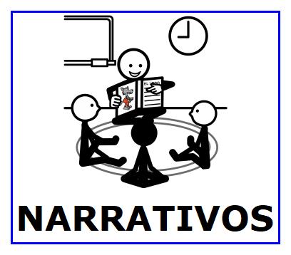 Elaboración propia para o programa cREAgal. Pictograma de un conta contos e con texto adaptado co programa Araword.
