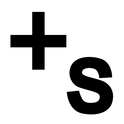 Pictograma que representa un símbolo de sumar e un s