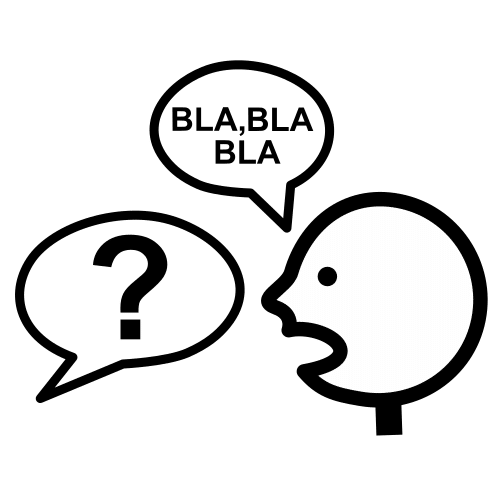 Pictograma que representa a unha persoa respondendo unha pregunta