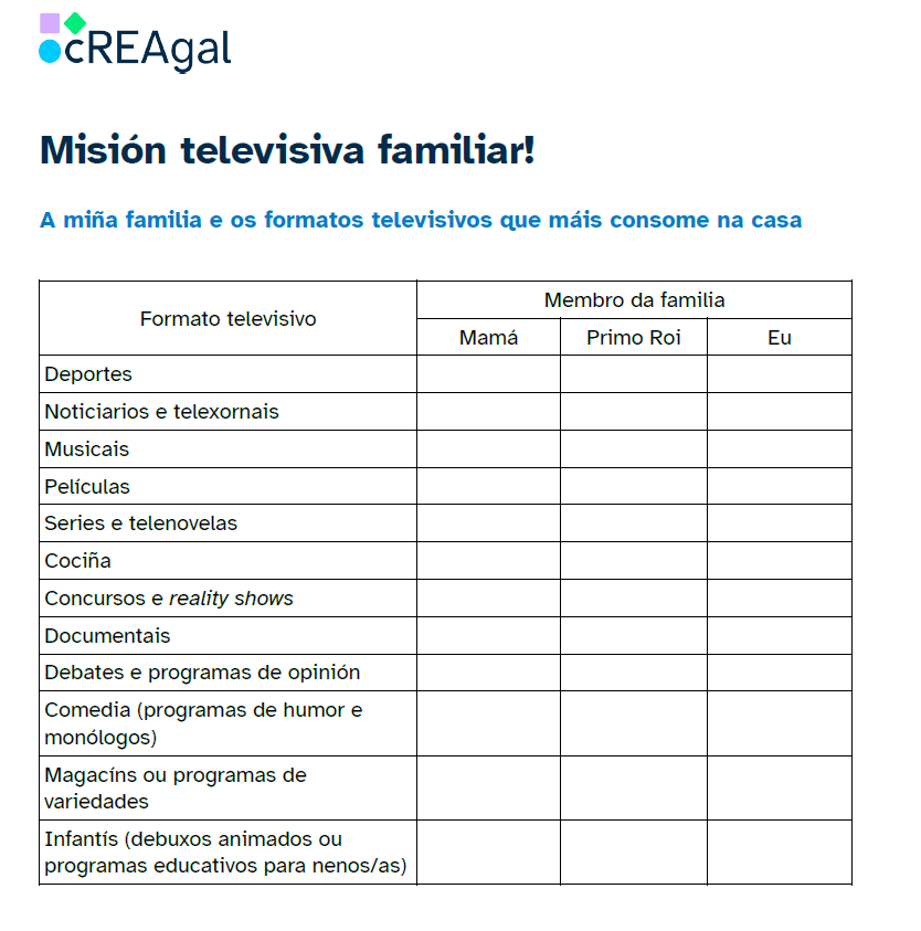 Accede ao documento descargable. Abre nunha nova xanela. Misión televisiva familiar!