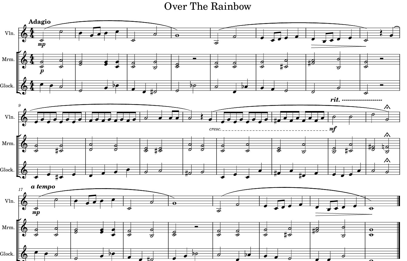 Over the Rainbow score Over the Rainbow score