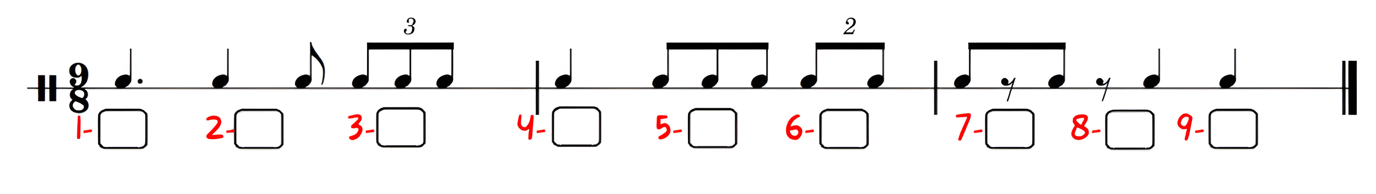 9_8 time signature to see correct or incorrect pulses