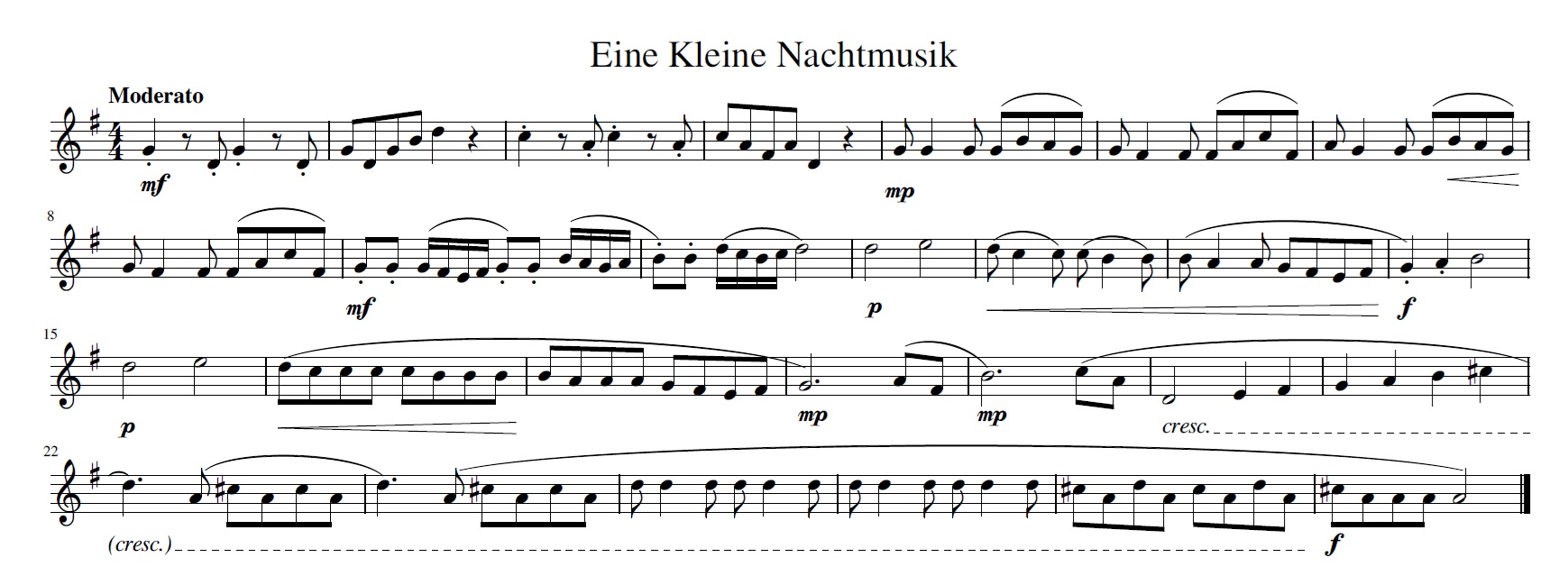 Eine kleine Nachtmusic complete melody score Eine kleine Nachtmusic complete melody score