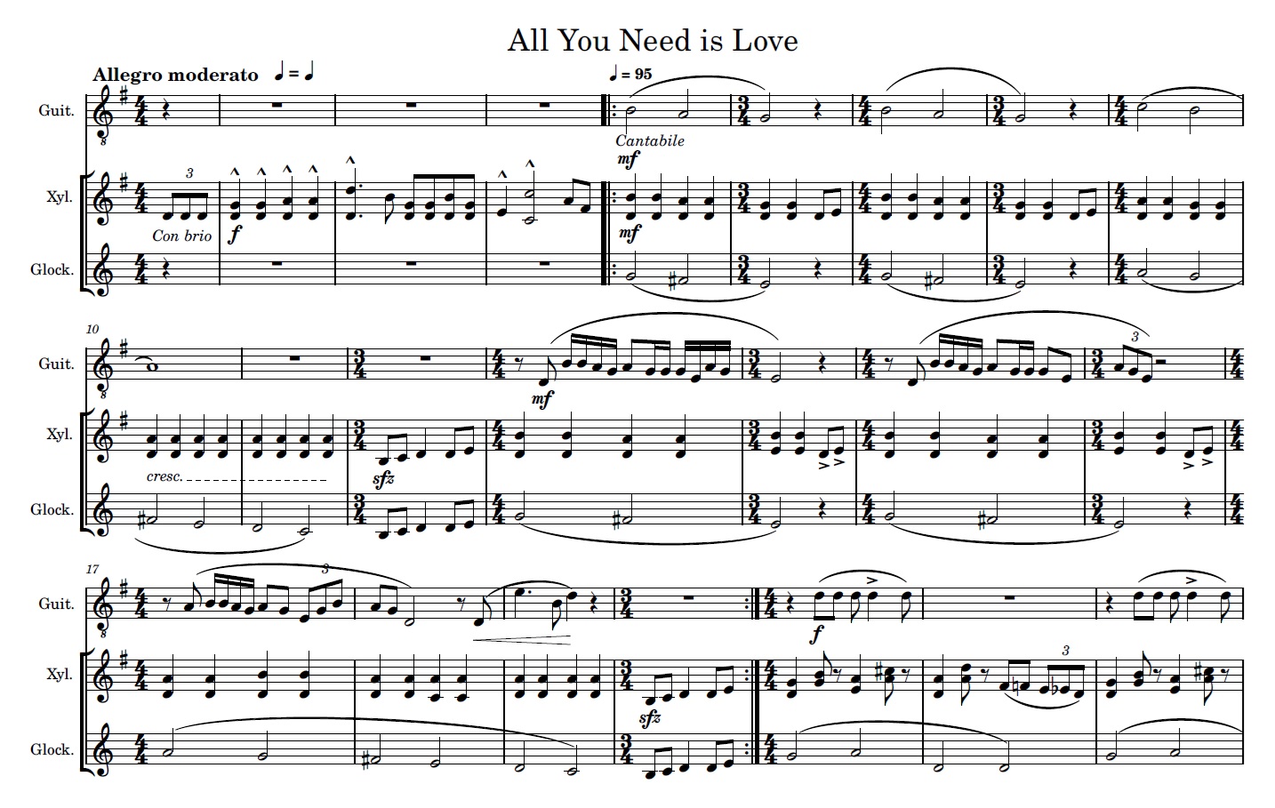 All you need is love score All you need is love score