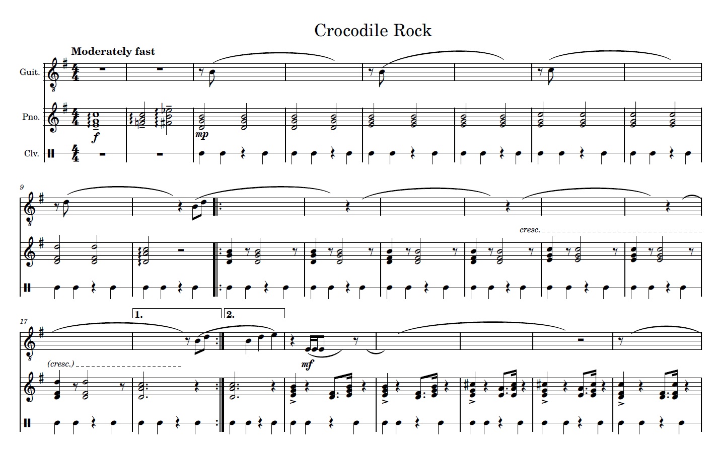 Crocodile Rock accompaniment Crocodile Rock accompaniment