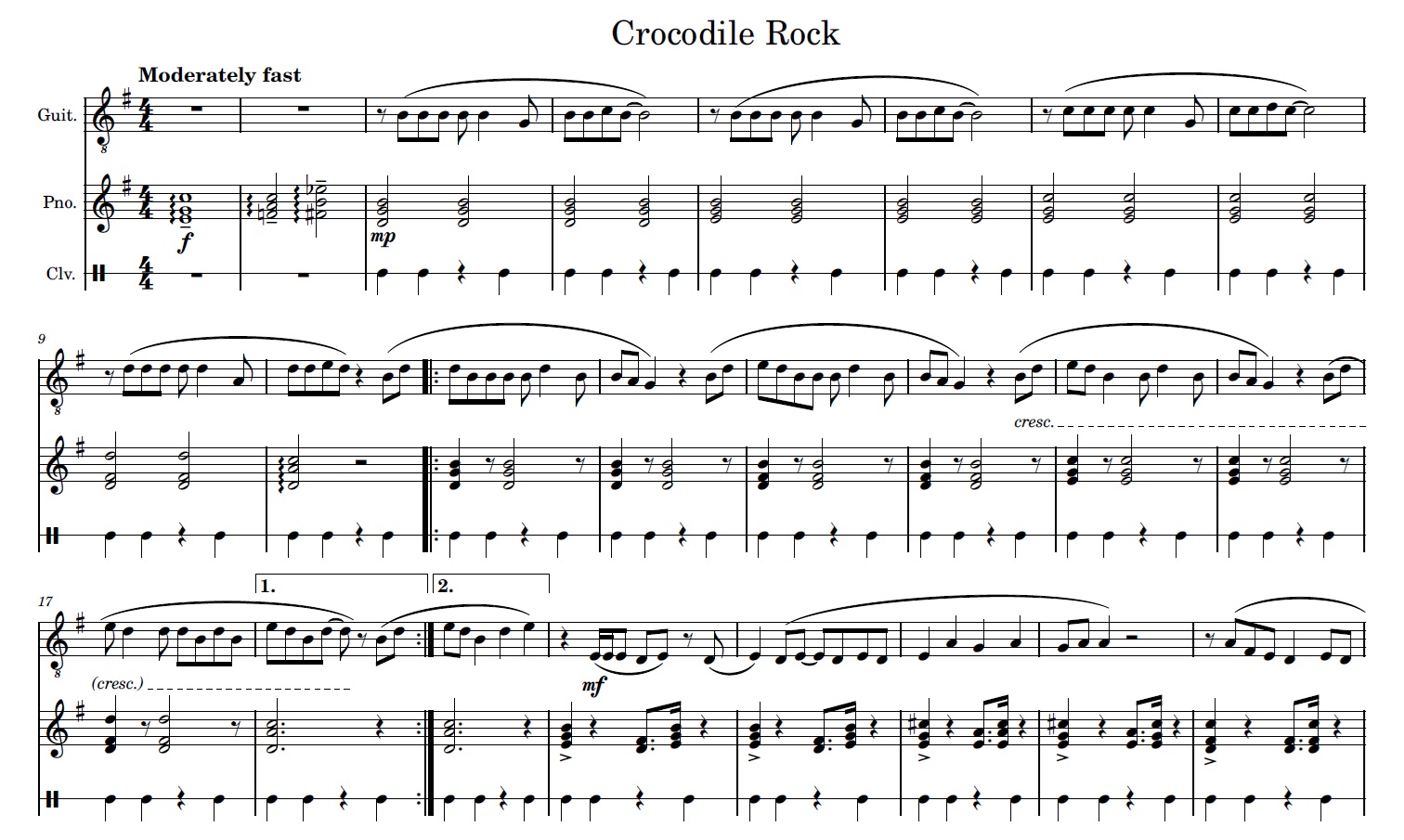 Crocodile Rock score Crocodile Rock score