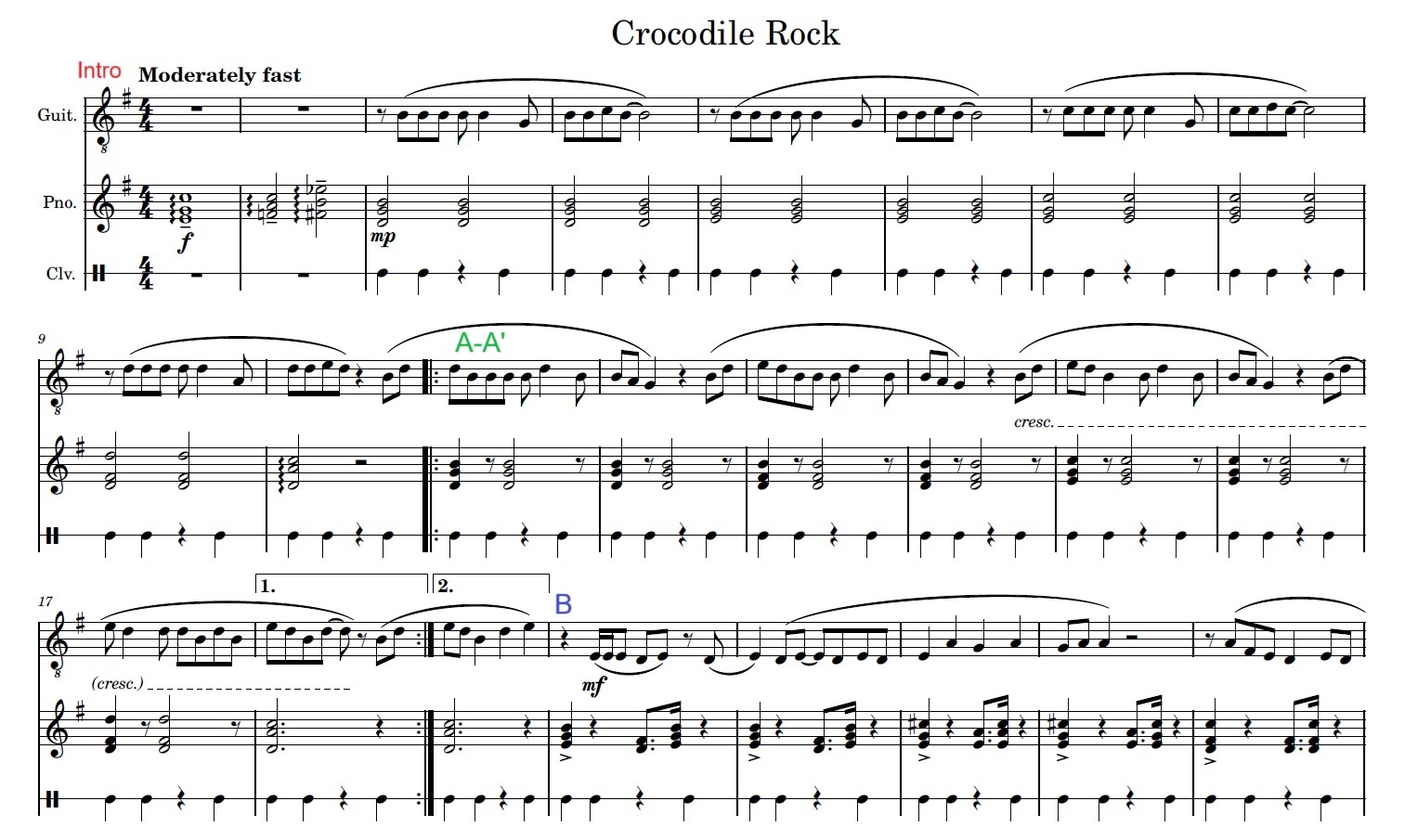 Music form Crocodile Rock part 1 Music form Crocodile Rock part 1