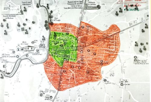 Mapa con las dos zonas coloreadas