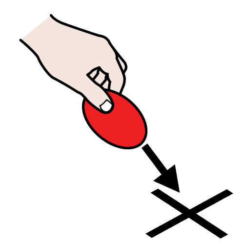 Círculo rojo para situar en un punto marcado con una x.