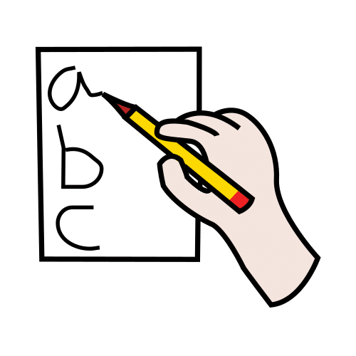 Una mano con un lápiz escribiendo en una hoja.